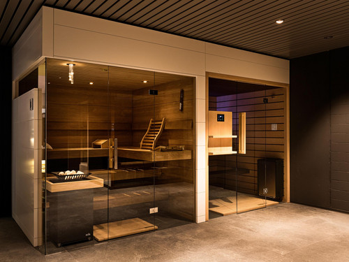 Wellnessbereich Sauna in der Ausstellung